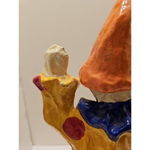 Mexican VTG‎ 70s Art Paper Mache Clown Set of 2 Clown Figurines 14" - Picture 7 of 16